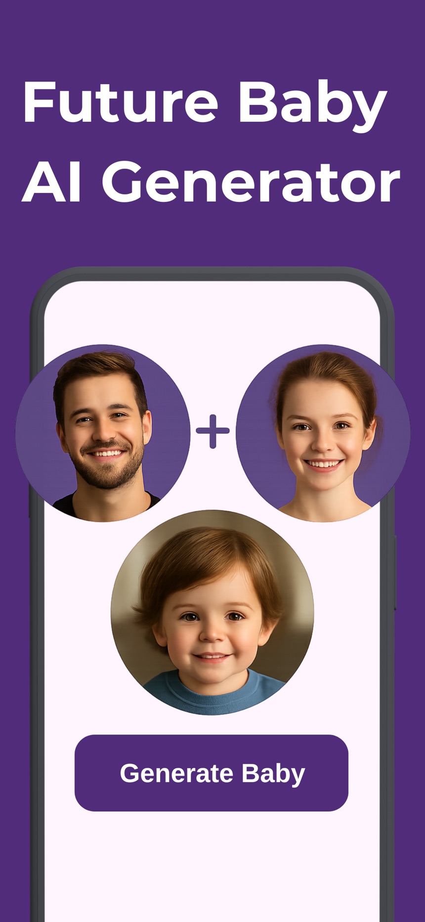 Future Baby AI Generator combining two parent photos into an AI-generated child image
