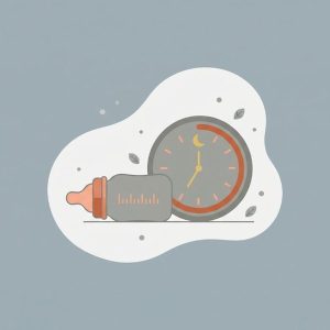Illustration of a baby bottle and a clock for FeedRight Baby Tracker