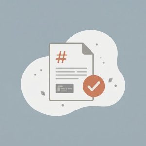 Illustration of a Markdown document with a checkmark for MD Beautifier
