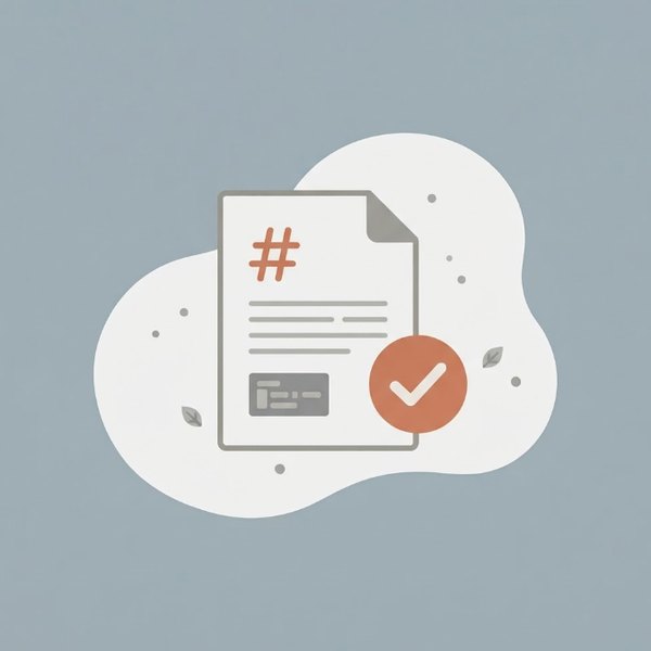 Illustration of a Markdown document with a checkmark for MD Beautifier